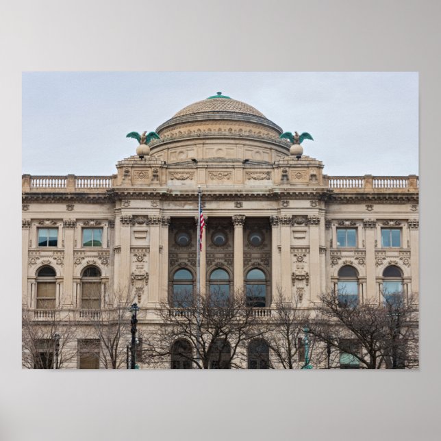 facade of landmark milwaukee public library  poster (Front)