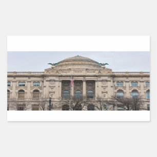 facade of landmark milwaukee public library  rectangular sticker