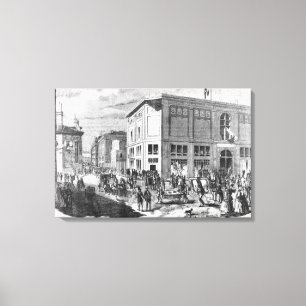 Facade of the Hotel Drouot, Paris, c.1852 (engravi Canvas Print