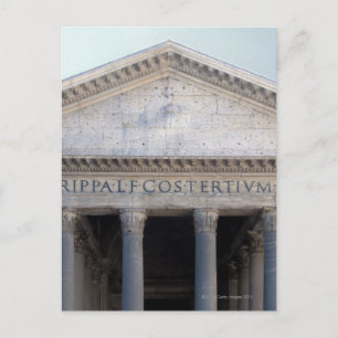 Facade of the Pantheon in Rome, Italy. Postcard