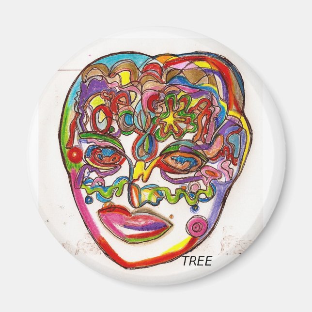 "Face 2K7" Abstract Planet Earth Face Magnet (Front)