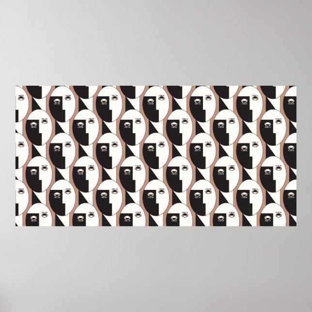 Face and eyes geometric seamless pattern poster (Front)