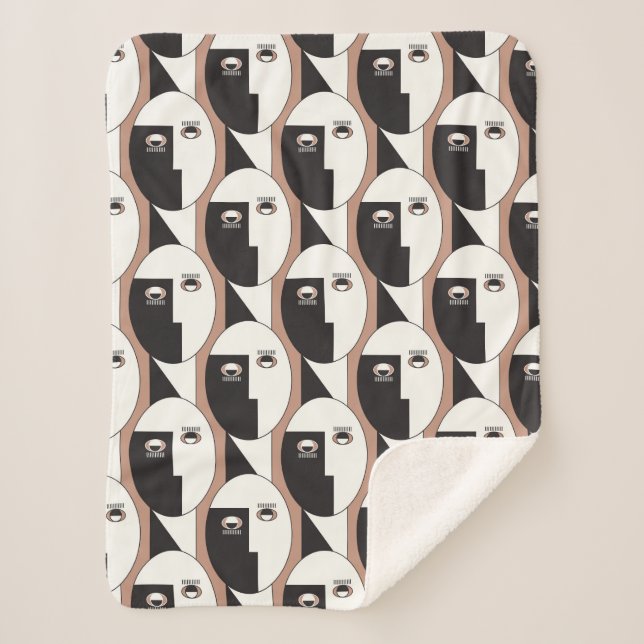 Face and eyes geometric seamless pattern sherpa blanket (Front)