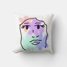 Face and flowers abstract (pale colors) cushion