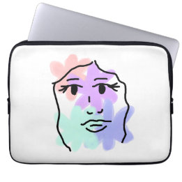 Face and flowers abstract (pale colors) laptop sleeve