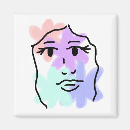 Face and flowers abstract (pale colors) magnet