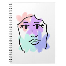 Face and flowers abstract (pale colors) notebook