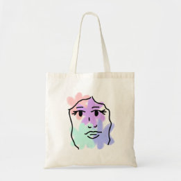 Face and flowers abstract (pale colors) tote bag