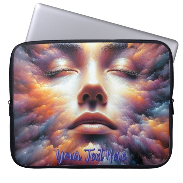 Face Blended with Colourful Clouds Laptop Sleeve (Front)