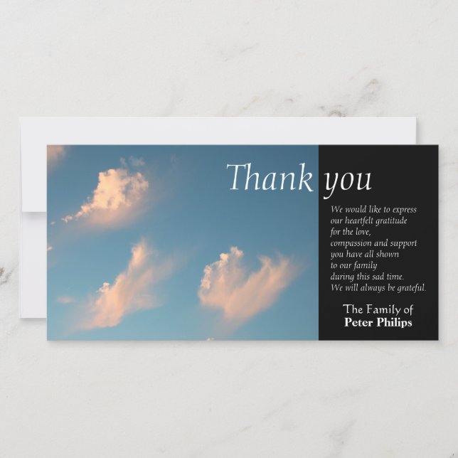 Face Cloud 1 Sympathy Thank You Photo card (Front)