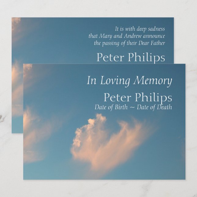 Face Cloud 2 Funeral Announcement Invitation (Front/Back)