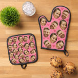 Face Custom Photo With Heart Couple Pink Oven Mitt & Pot Holder Set<br><div class="desc">Funny Custom Oven Mitt & Pot Holder Set with Your Face,  and your lover Baking Gifts for Women or Men for Kitchen Cooking,  BBQ,  Grillin faces Photo pattern,  great gifts Whether it's a housewarming,  a friend's birthday,  wedding or any occasion.</div>