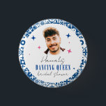 Face Dancing Queen greek disco mamma bridal shower 3 Cm Round Badge<br><div class="desc">Mediterranean Greek musical bougainvillea-inspired Dancing Queen bridal shower pin button favours</div>