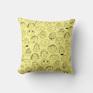 Face Doodle  Throw Pillow