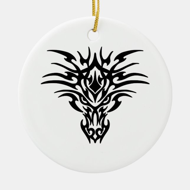 Face-Dragon-Tattoo Ceramic Tree Decoration (Front)