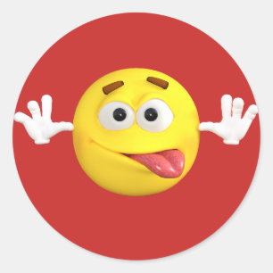 Face Emoji Sticking out Tongue Teasing Classic Round Sticker