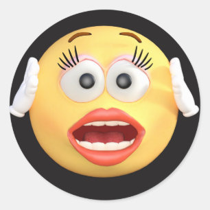 Face Emoji with Surprised Face Classic Round Sticker