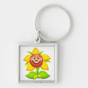 FACE FLOWER KEY RING