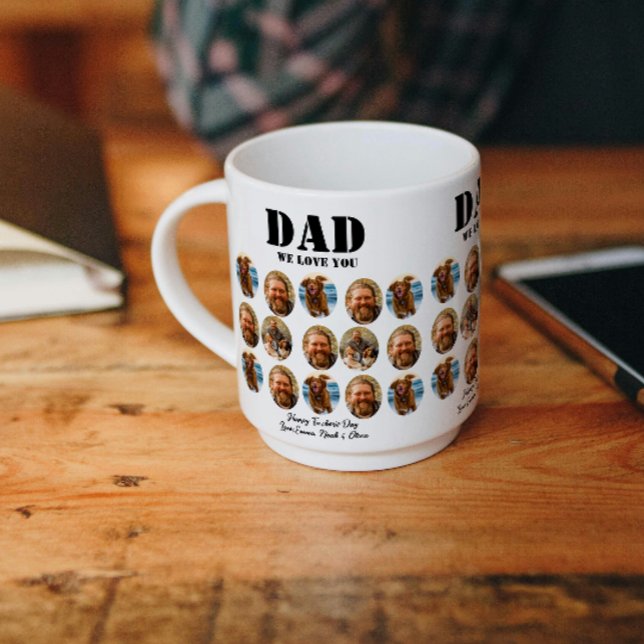  Face Funny Father's Day photo collage Coffee Mug (dad photo collage kids keepsake birthday daddy best dad ever modern family picture modern unique)