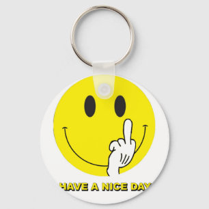face giving the finger key ring