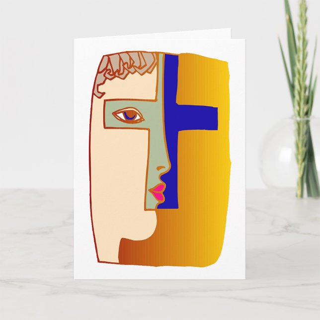Face In A Cross Greeting Cards (Creator Uploaded)