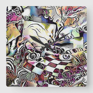 Face in an abstract ornament square wall clock