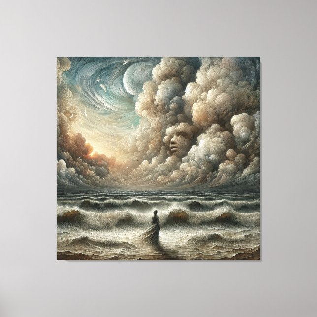 Face in the Clouds - Surreal Ocean Landscape Canvas Print (Front)