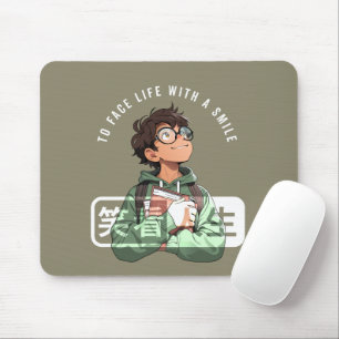 Face life with a smile   mouse mat