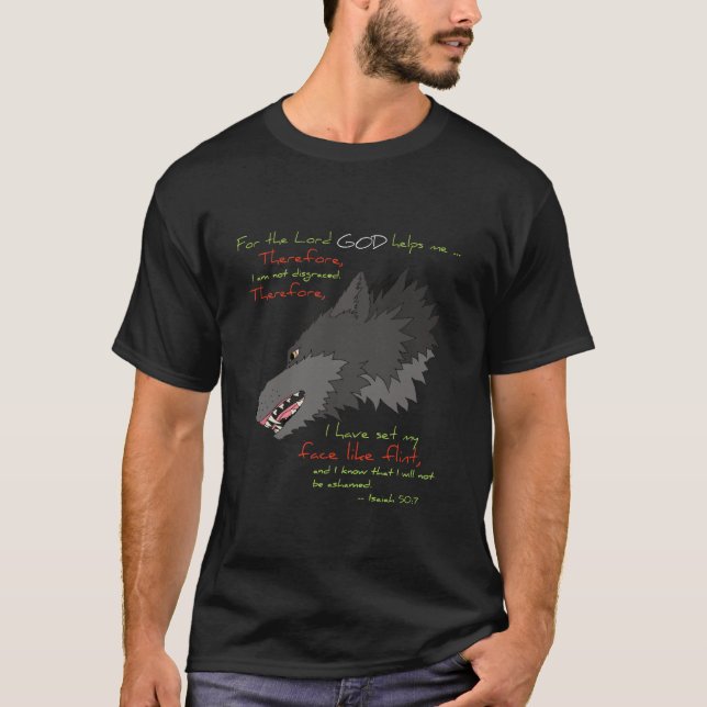 Face Like Flint: Grey Wolf for Dark Shirts (Front)
