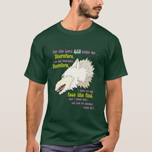 Face Like Flint: White Wolf for Dark Shirts (Front)