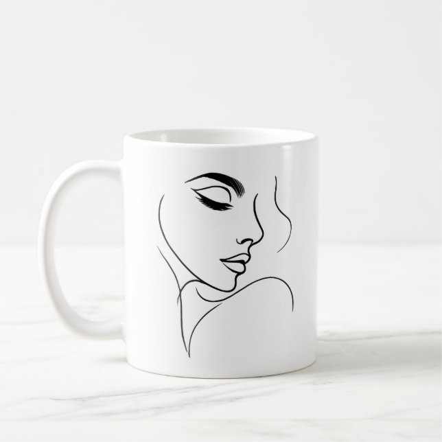 Face Line Drawing Coffee Mug (Left)