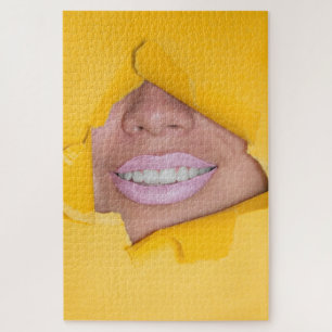 Face Lips Smile Yellow Jigsaw Puzzle