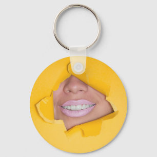 Face Lips Smile Yellow Key Ring
