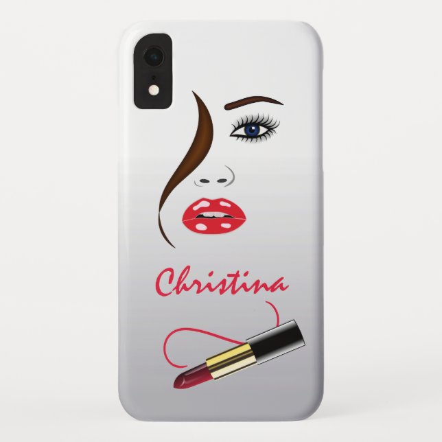 Face Lipstick Kiss Mirror Makeup Artist Fashion Case-Mate iPhone Case (Back)