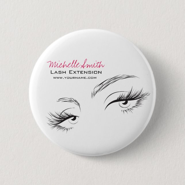 Face long lashes Lash Extension 6 Cm Round Badge (Front)