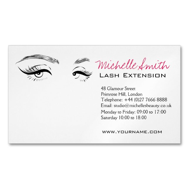 Face long lashes Lash Extension Magnetic Business Card (Front)