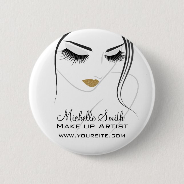 Face long lashes Lash Extensions 6 Cm Round Badge (Front)