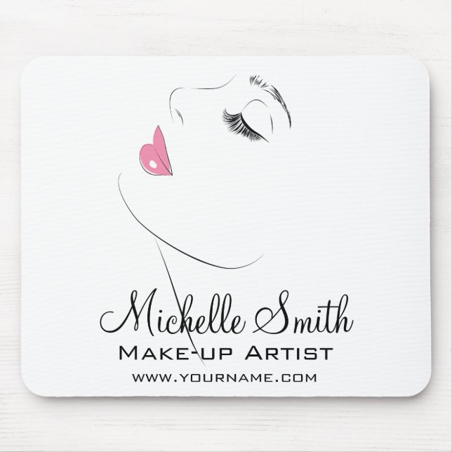 Face Long lashes Lash Extensions Pink lips Mouse Mat (Front)
