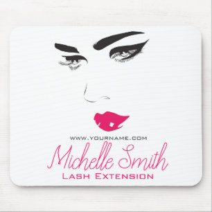 Face long lashes pink lips Lash Extensions Mouse Mat