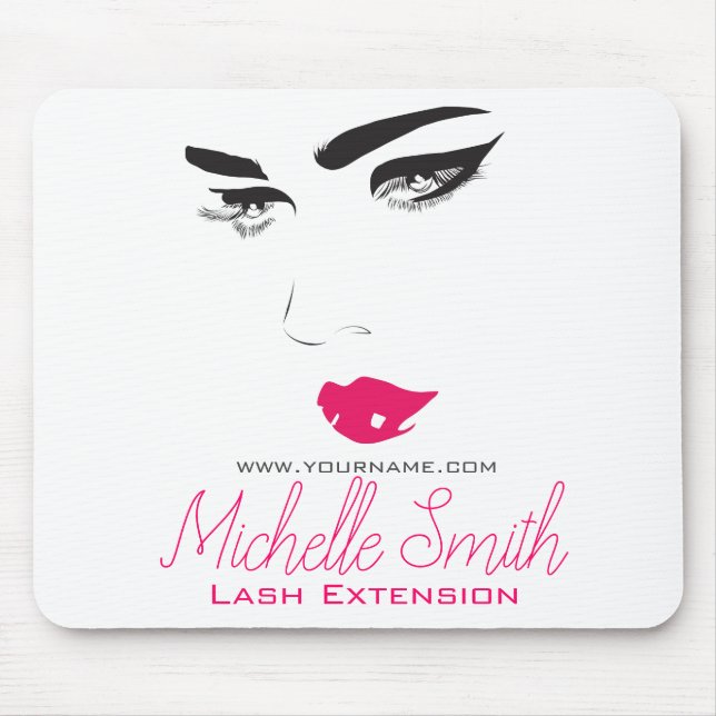 Face long lashes pink lips Lash Extensions Mouse Mat (Front)