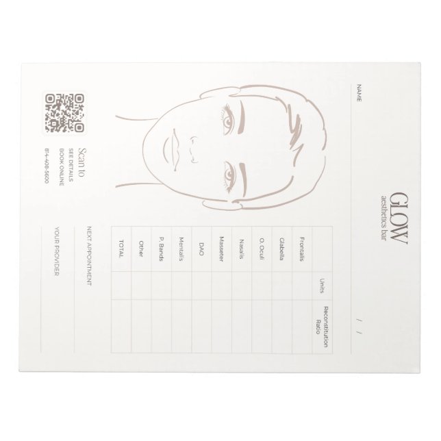 Face map notepad (Front)