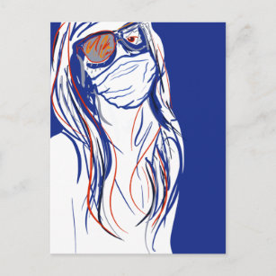 face mask blues postcard