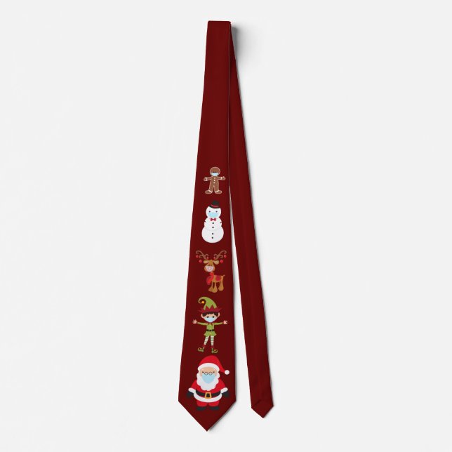 Face Mask Christmas Covid Santa Reindeer Neck Tie (Front)