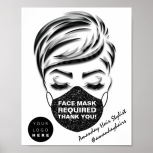 Face Mask Covering Required Covid Lash Custom Logo Poster