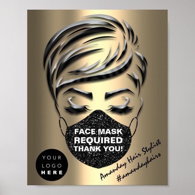 Face Mask Covering Required Hair Style Custom Logo Poster (Front)