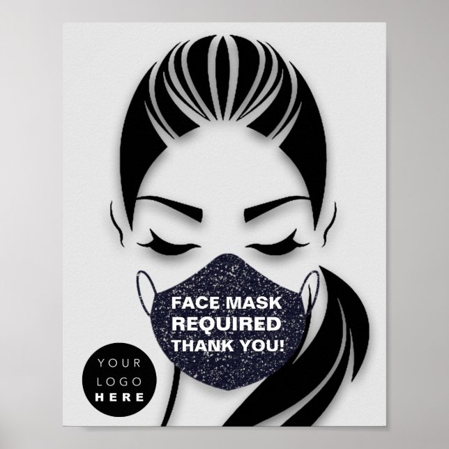 Face Mask Covering Required Logo Grey Lashes Poster (Front)