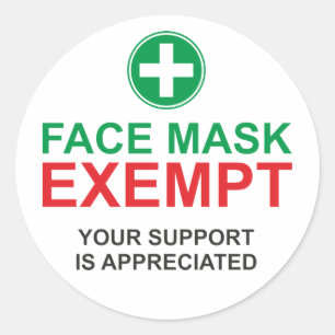 Face Mask Exempt Classic Round Sticker