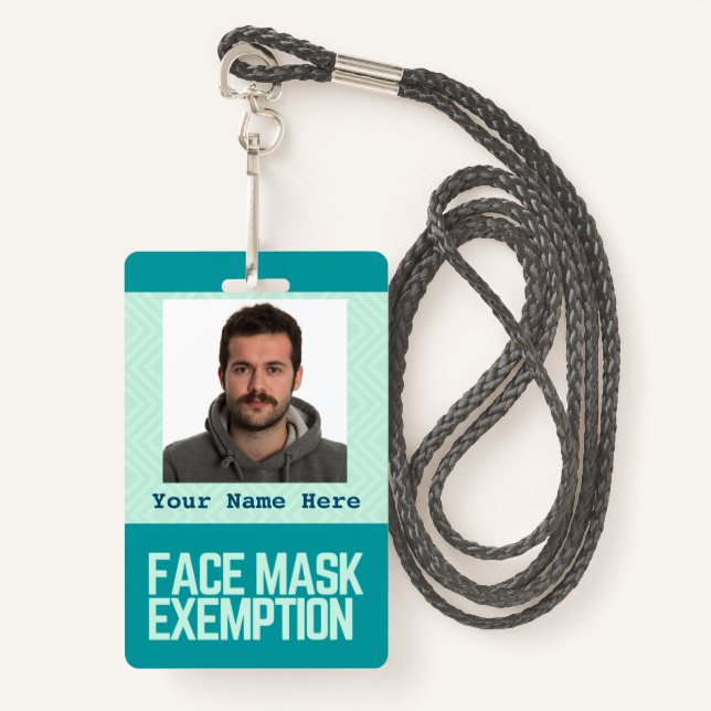 Face Mask Exemption Card ID Badge (Front with Lanyard)