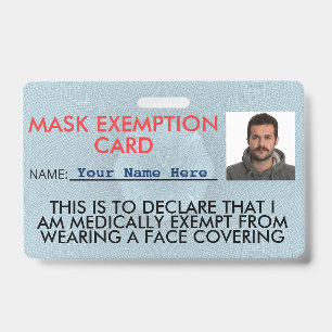 Face Mask Exemption Card ID Badge