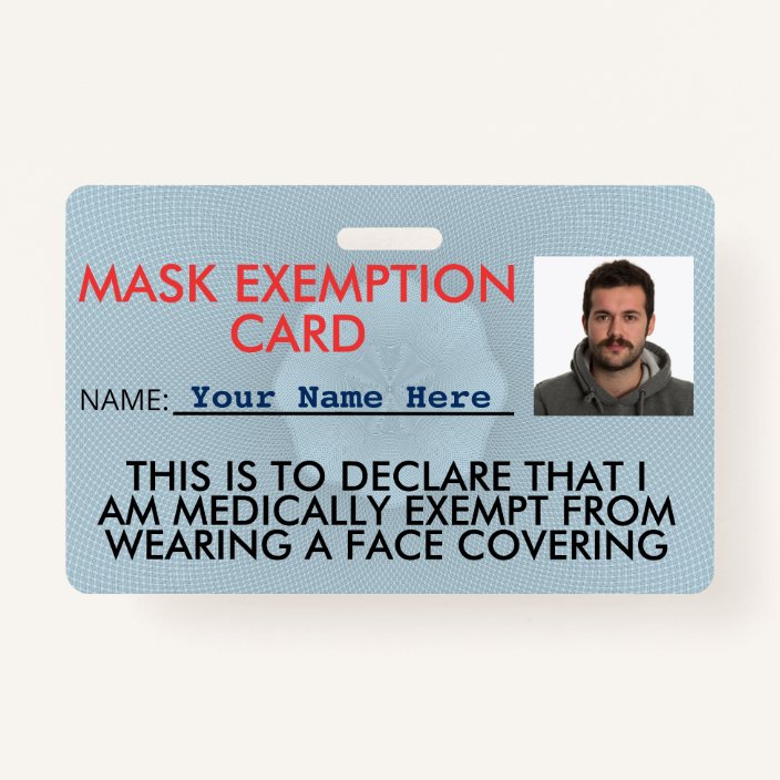 Face Mask Exemption Card ID Badge Zazzle